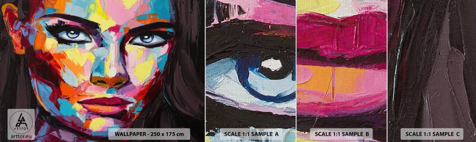 Fotótapéta Minta Premium Canvas - A lélek is színes - Egy nő portréja, Arc, Darab - 100x30 cm