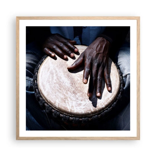 Poszter világos tölgy keretben - Élj a saját ritmusodban - 60x60 cm