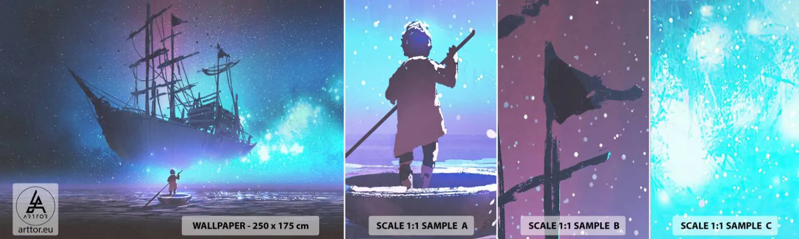 Fotótapéta Minta Öntapadós Deluxe Sticker - Találkozás a tenger mítoszával - Grafika, Fantázia, Szellemhajó - 100x30 cm