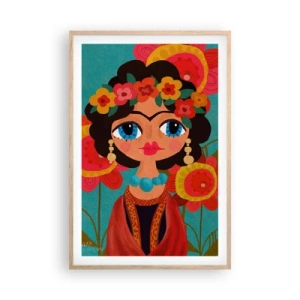 Poszter világos tölgy keretben - A mákos leány - 61x91 cm