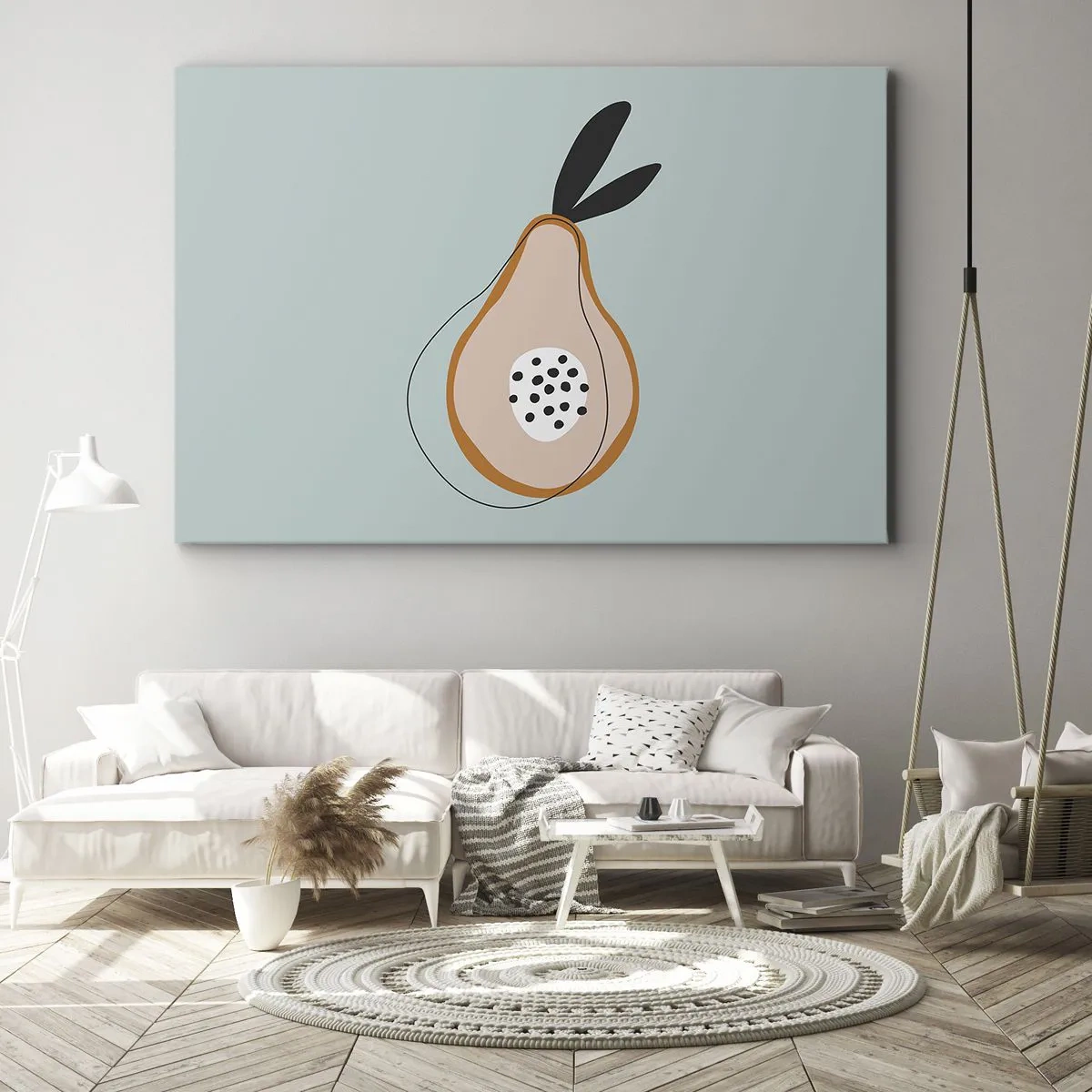Vászonkép - Absztrakt körte világos háttérrel - 70x50cm - Behatolás a dolgok természetébe - Modern fali dekoráció nappalihoz és hálószobához ARTTOR
