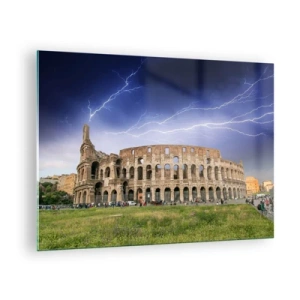 Üveg kép - A római Colosseum villámvihar idején - 70x50cm - Harc helyszíne - Modern fali dekoráció nappalihoz és hálószobához ARTTOR