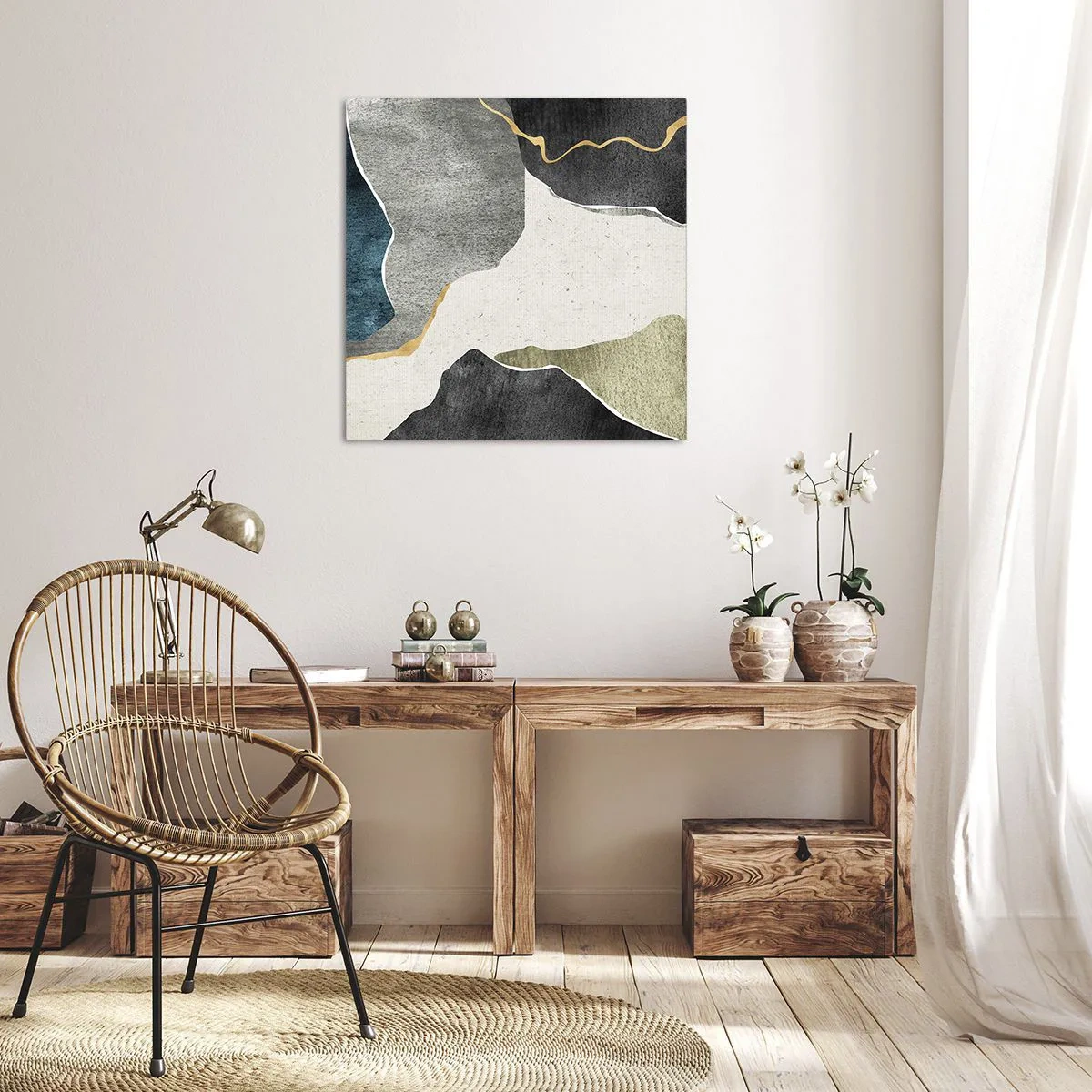 Vászonkép - Mozaik kompozíció aranyszállal - 60x60 cm