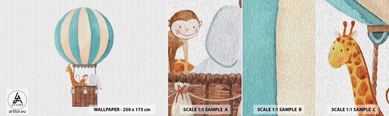 Fotótapéta Minta Standard Eco - Fantasztikus utazás - Ballon, Gyerekeknek, Szüret - 100x30 cm