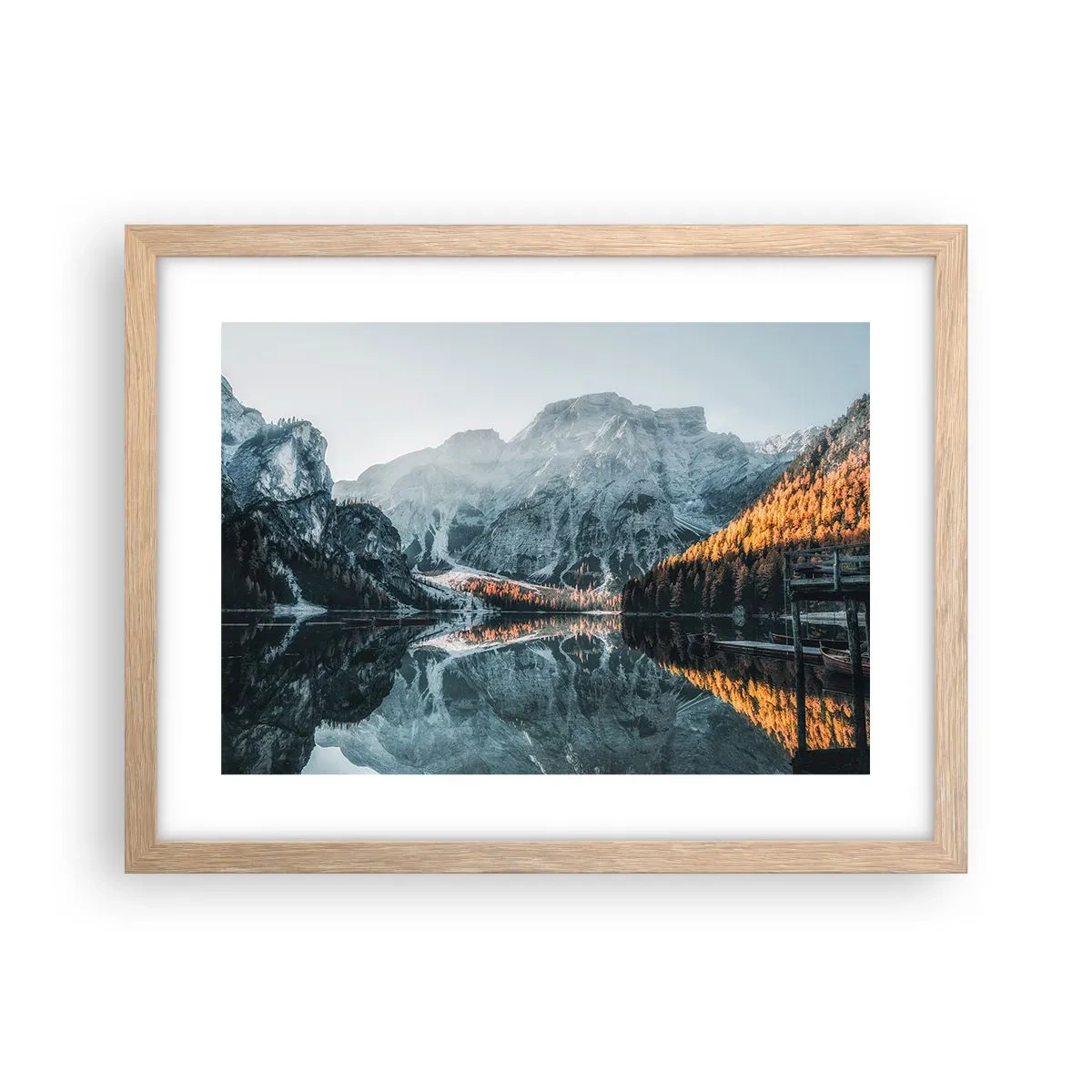 Poszter világos tölgy keretben - Tükrös táj - 40x30 cm