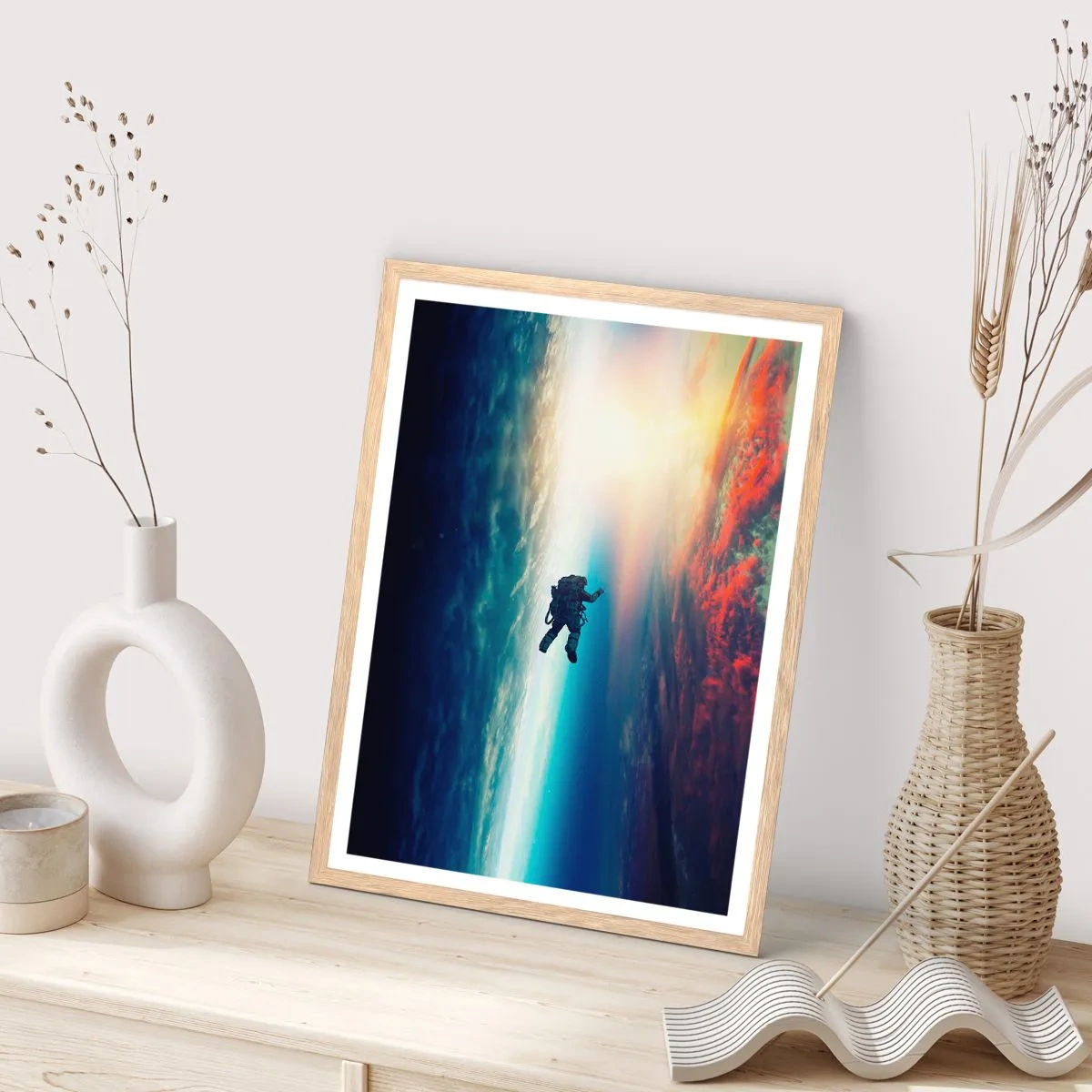 Poszter világos tölgy keretben - Szembenézés az univerzummal - 70x100 cm