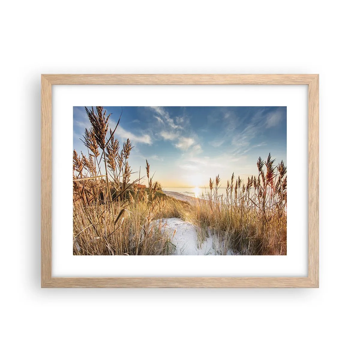 Poszter világos tölgy keretben - Északi strand - 40x30 cm