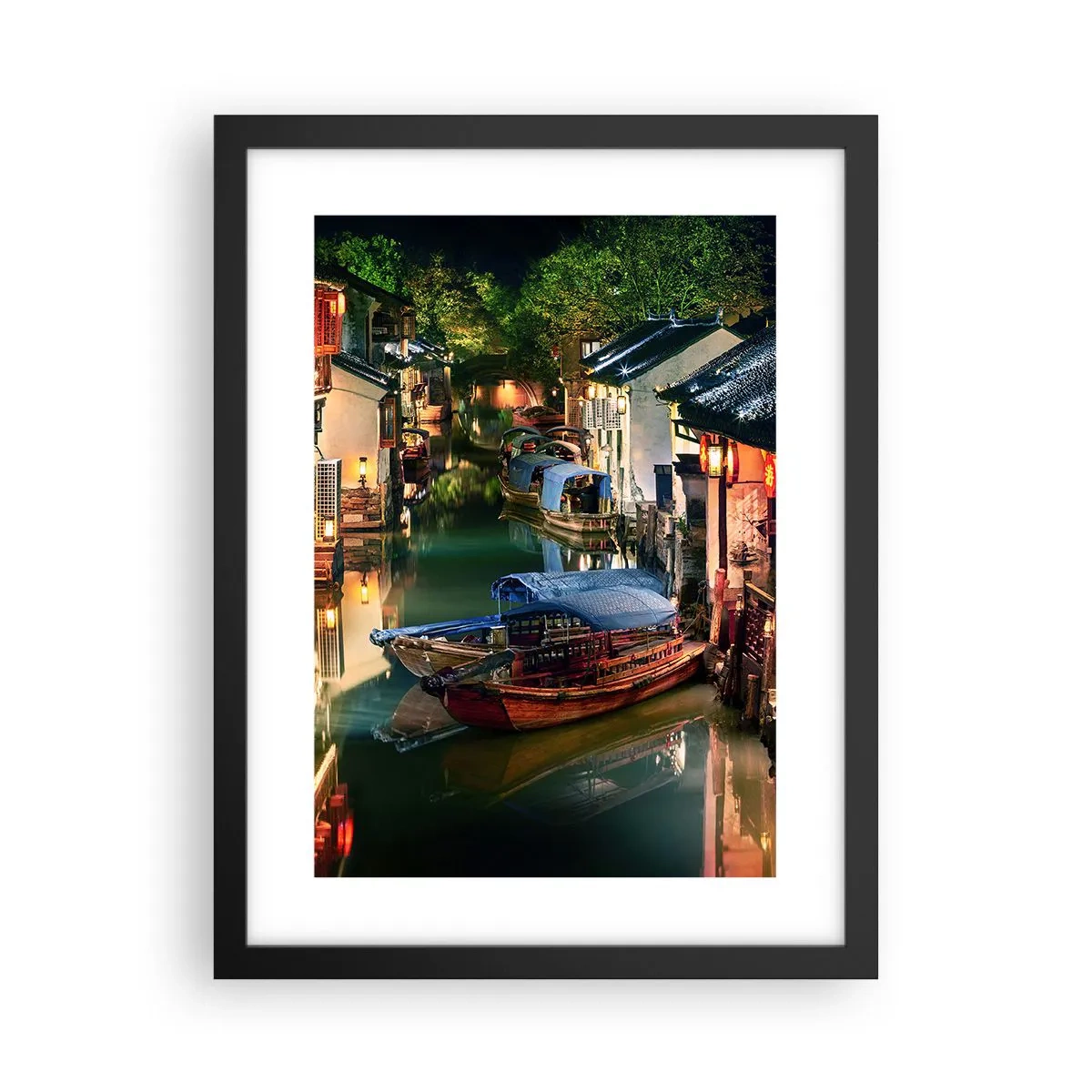 Poszter fehér keretben - Este egy kínai utcán - 30x40 cm