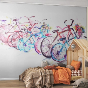 Fotótapéta Premium Sand - Az Antymoto klub gyűlése - Kerékpár, Absztrakció, Grafika - 300x210 cm