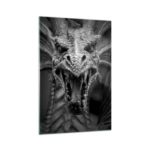 Üveg kép - Mesebeli sárkány szürke színben - 70x100 cm
