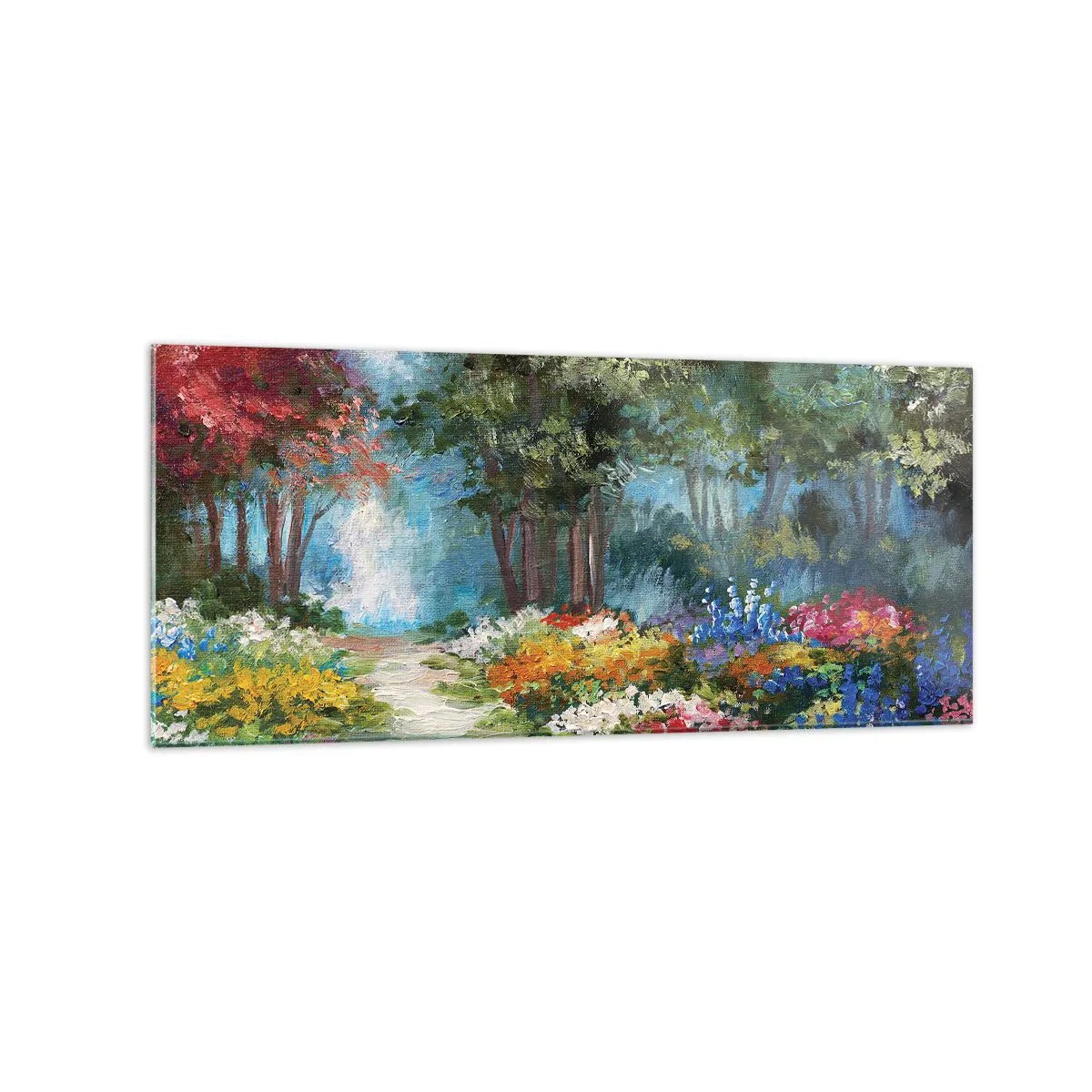 Üveg kép - Erdei kert, virágos erdő - 120x50 cm