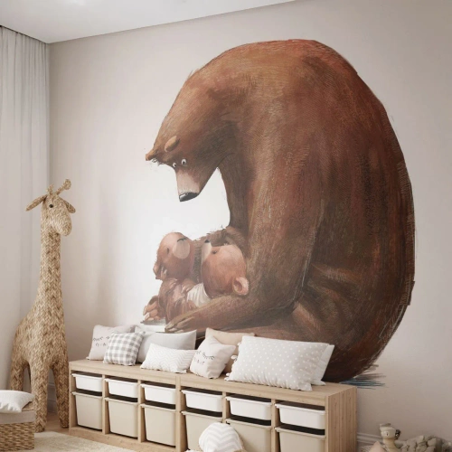 Fotótapéta Premium Sand - Szép álmokat gyerekek - Gyerekeknek, Medve, Család - 200x140 cm
