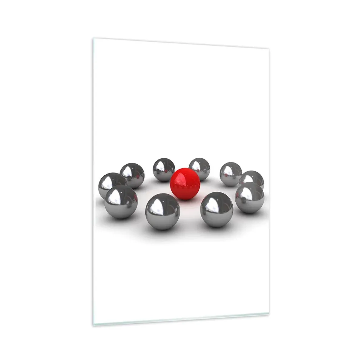 Üveg kép - Ezüst és piros kör - 80x120 cm