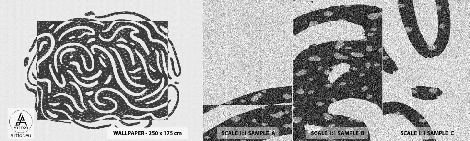 Fotótapéta Minta Premium Sand - Absztrakció: örömtánc - Boho, Fekete és fehér, Minimalizmus - 100x30 cm