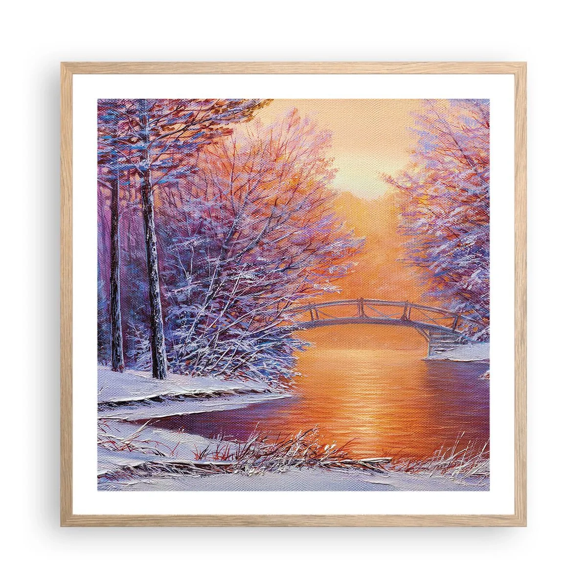 Poszter világos tölgy keretben - Találkozzunk itt - 60x60 cm