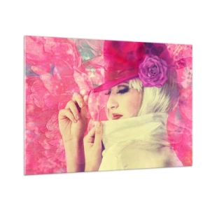 Üveg kép - Retro portré rózsaszín ködben - 100x70 cm