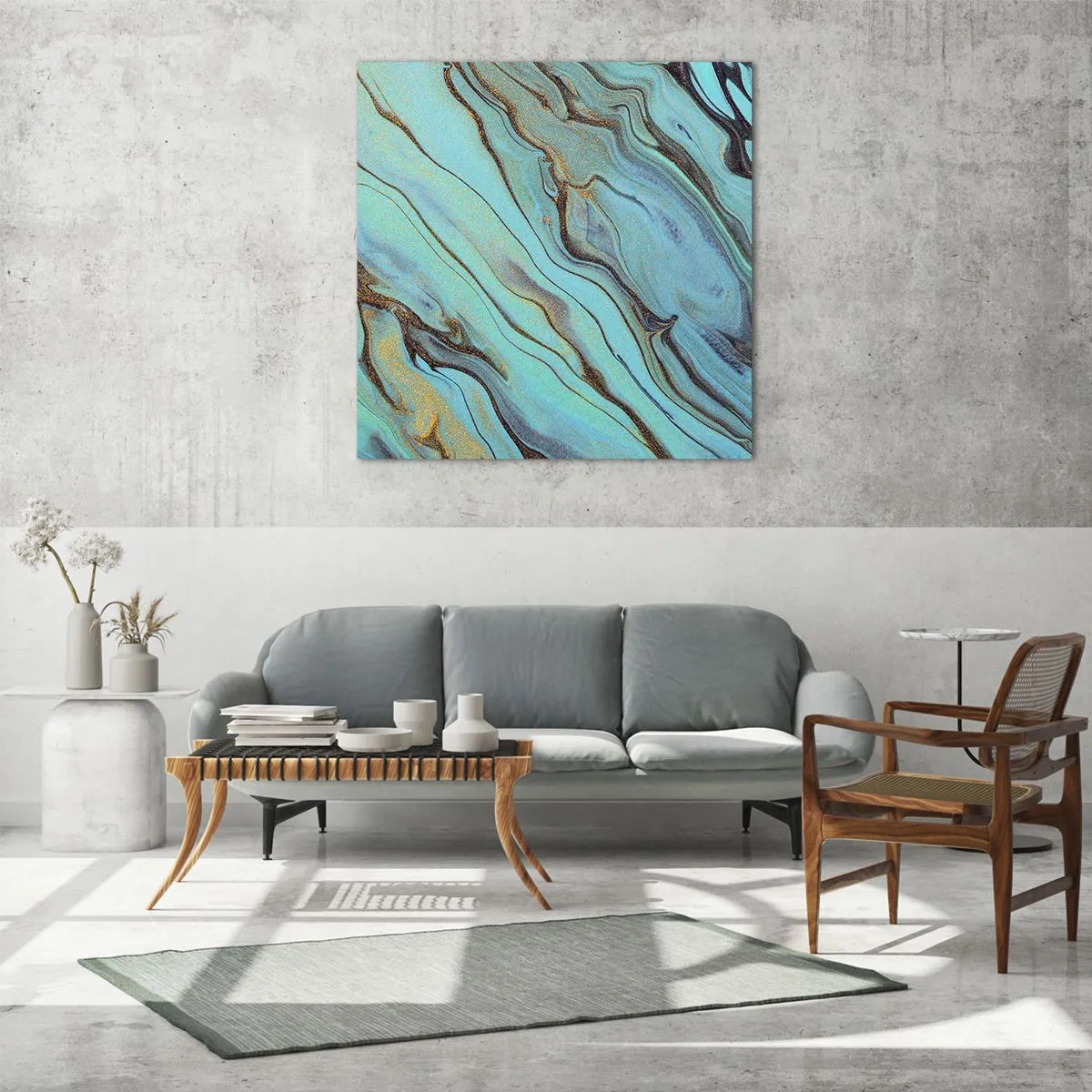 Üveg kép - Türkiz árapály - 60x60 cm