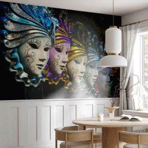 Fotótapéta Premium Canvas - Rejtély aranyban és ezüstben - Velencei maszk, Velence, Karnevál - 450x315 cm