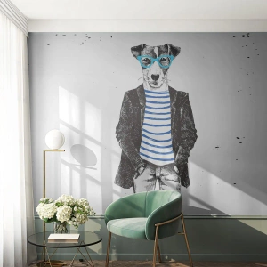 Fotótapéta Premium Sand - Egy bozontos eb - Absztrakció, Férfi, Kutya - 350x256 cm