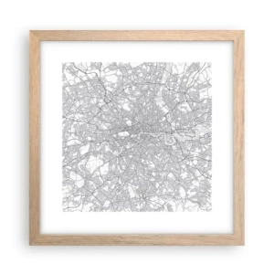 Poszter világos tölgy keretben - A londoni labirintus térképe - 30x30 cm