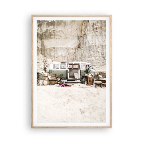 Poszter világos tölgy keretben - Ideje elkezdeni az utazást - 70x100 cm