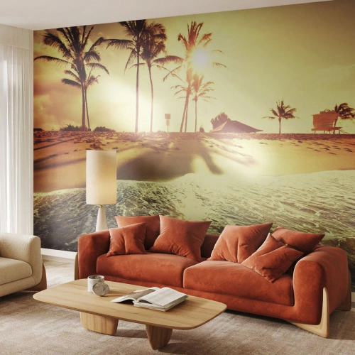 Fotótapéta Premium Sand - Kaliforniai délután - Tájkép, Strand, Kókuszpálma - 100x70 cm