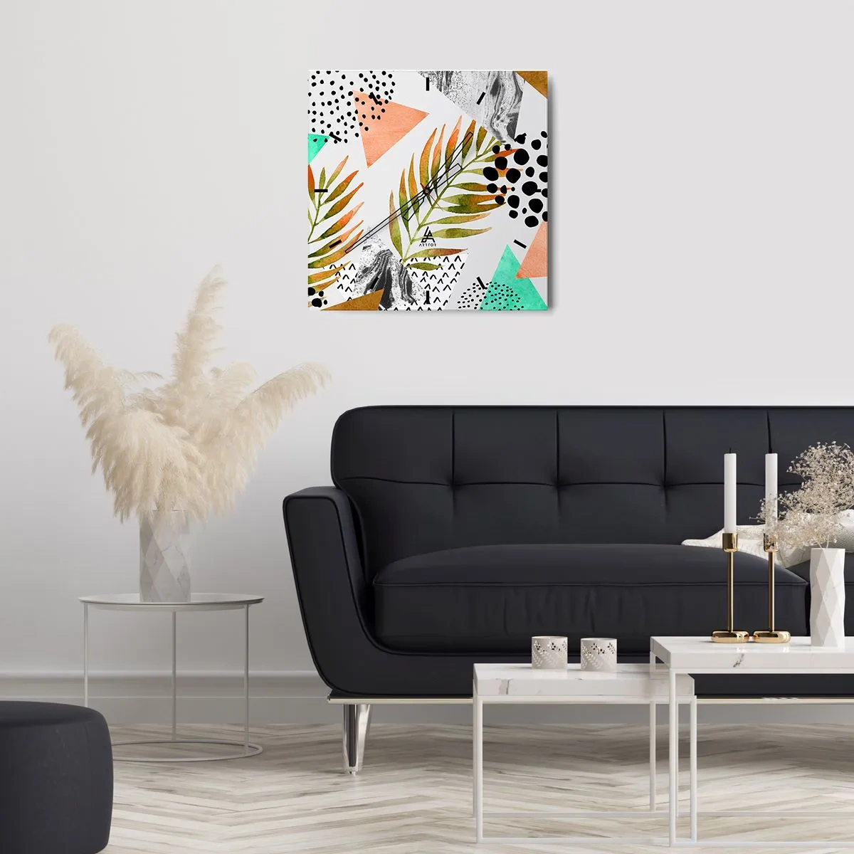 Falióra, Óra - Dekoráció pálmalevéllel - 30x30 cm