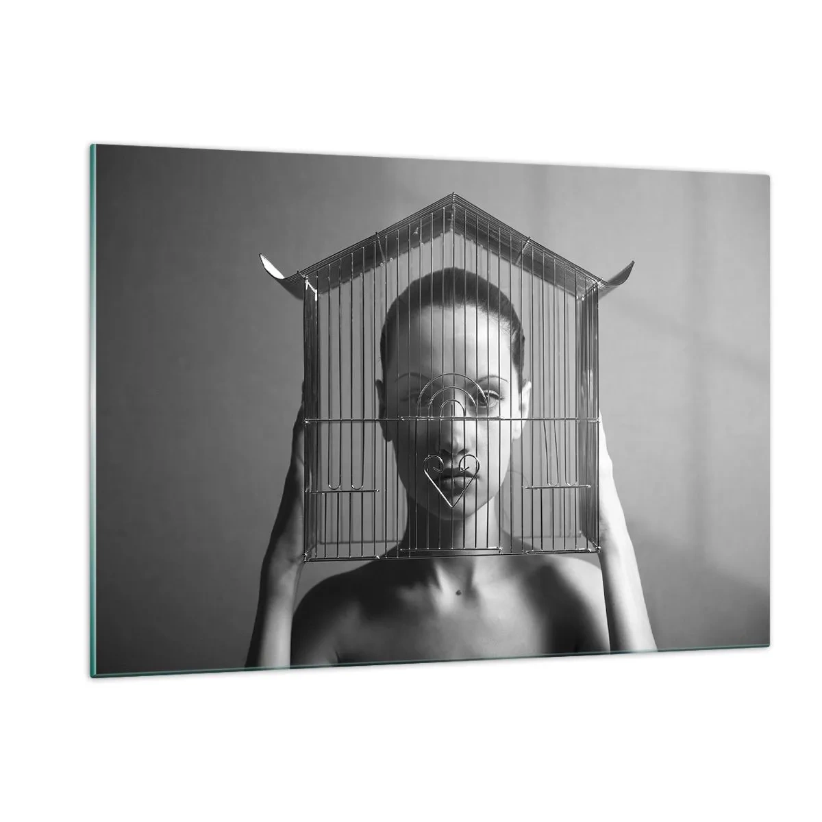 Üveg kép - Kissé szürreális portré - 120x80 cm