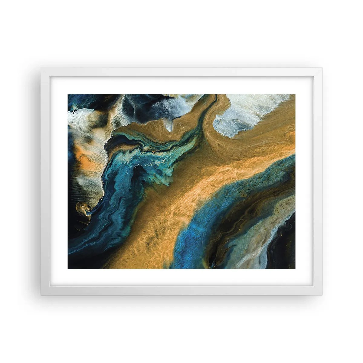 Poszter fekete keretben - Kék - sárga - kölcsönös hatások - 50x40 cm