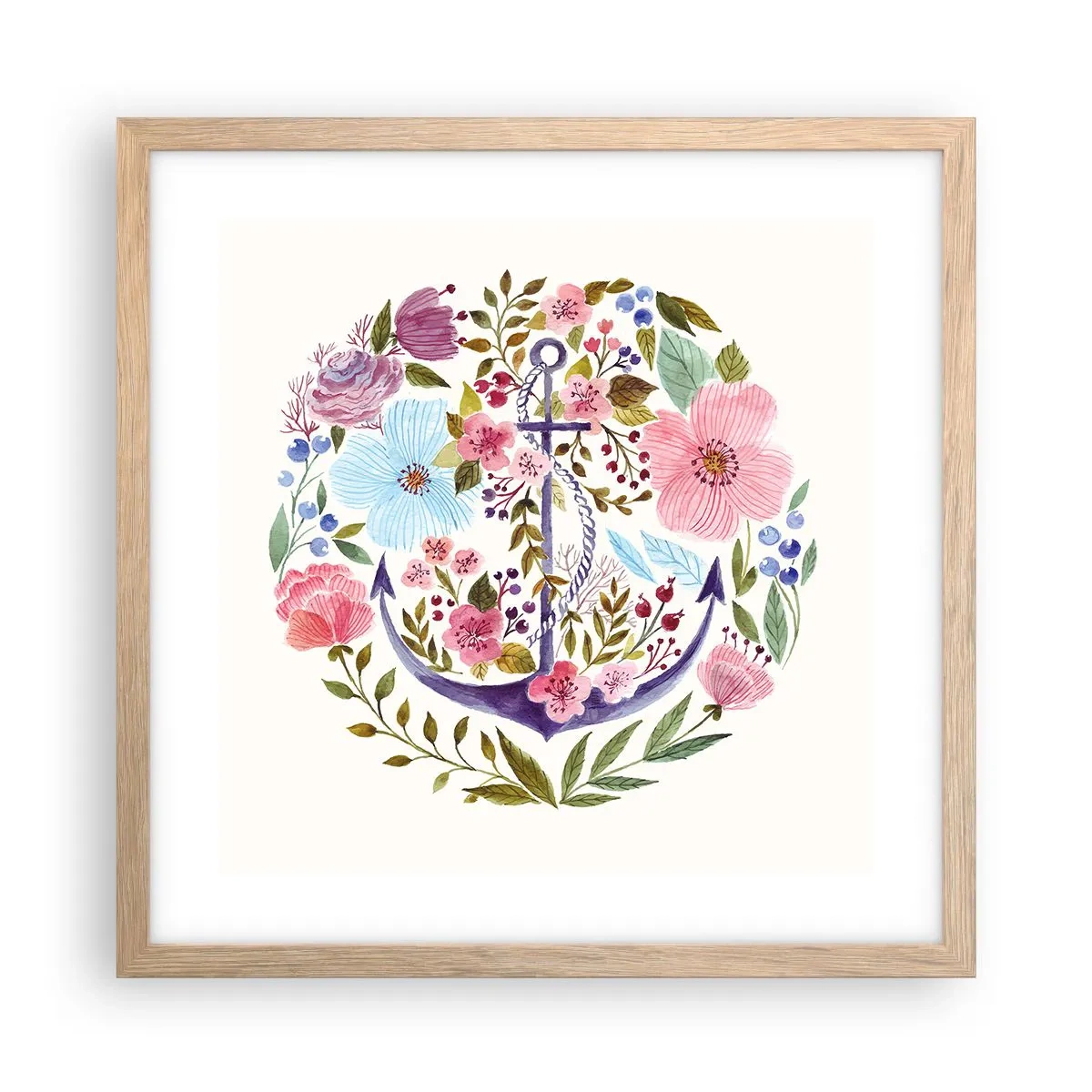 Poszter világos tölgy keretben - Egy tengerész jó éjszakai alvása - 40x40 cm