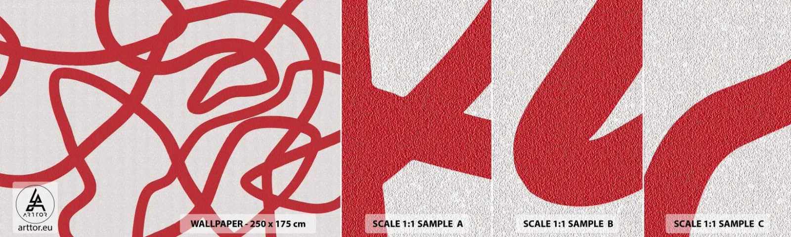 Fotótapéta Minta Standard Eco - Piros a fehéren - Minimalizmus, Darab, Vonalak - 100x30 cm