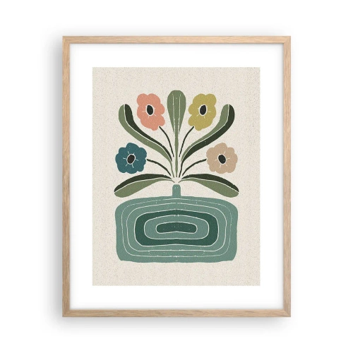 Poszter világos tölgy keretben - Szimmetrikus csokor - 40x50 cm