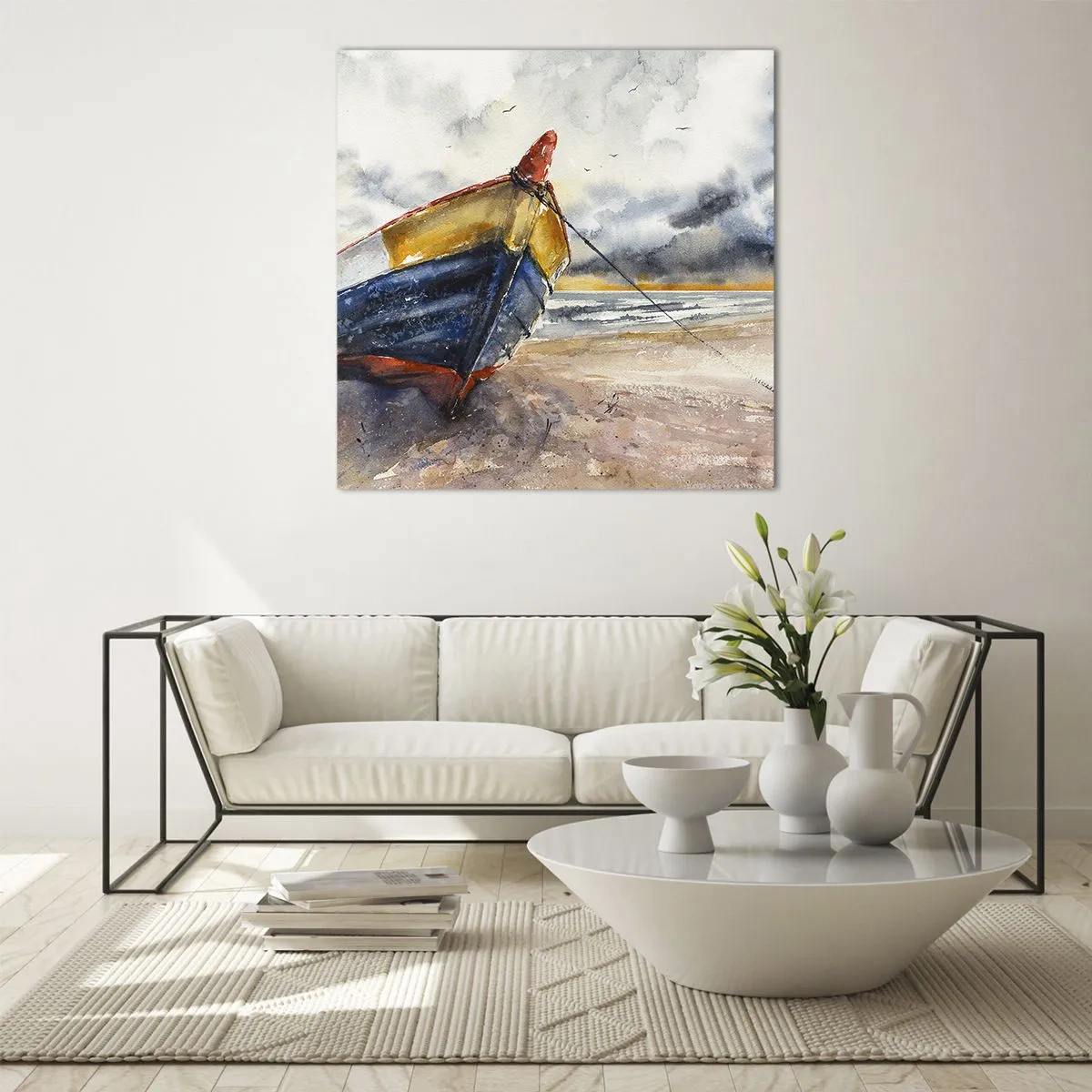 Üveg kép - Pihenés a parton - 60x60 cm