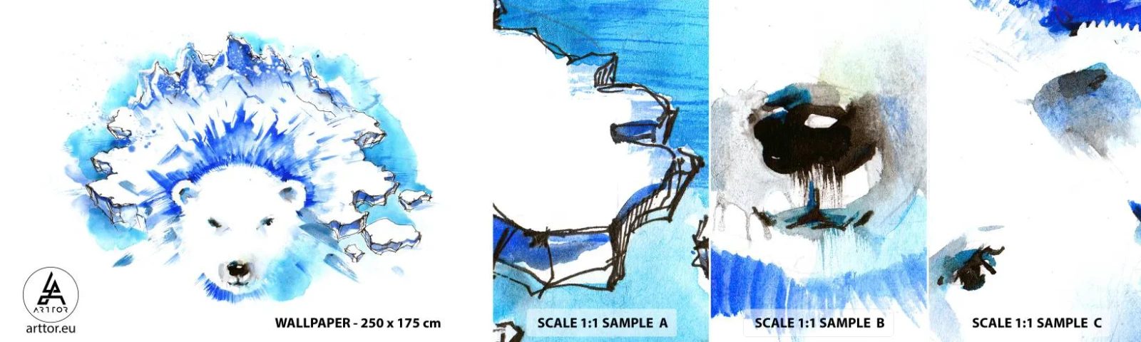 Fotótapéta Minta Standard Eco - Az Északi-sark királya jégkoronában - Absztrakció, Jegesmedve, Antarktisz - 100x30 cm