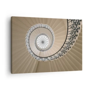 Vászonkép - Elegáns geometrikus megközelítésű csigalépcső - 70x50cm - Egy kagyló közepén - Modern fali dekoráció nappalihoz és hálószobához ARTTOR