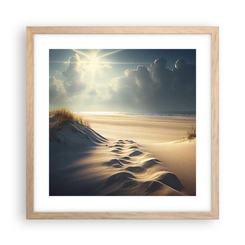 Poszter világos tölgy keretben - Megnyugtató táj - 40x40 cm