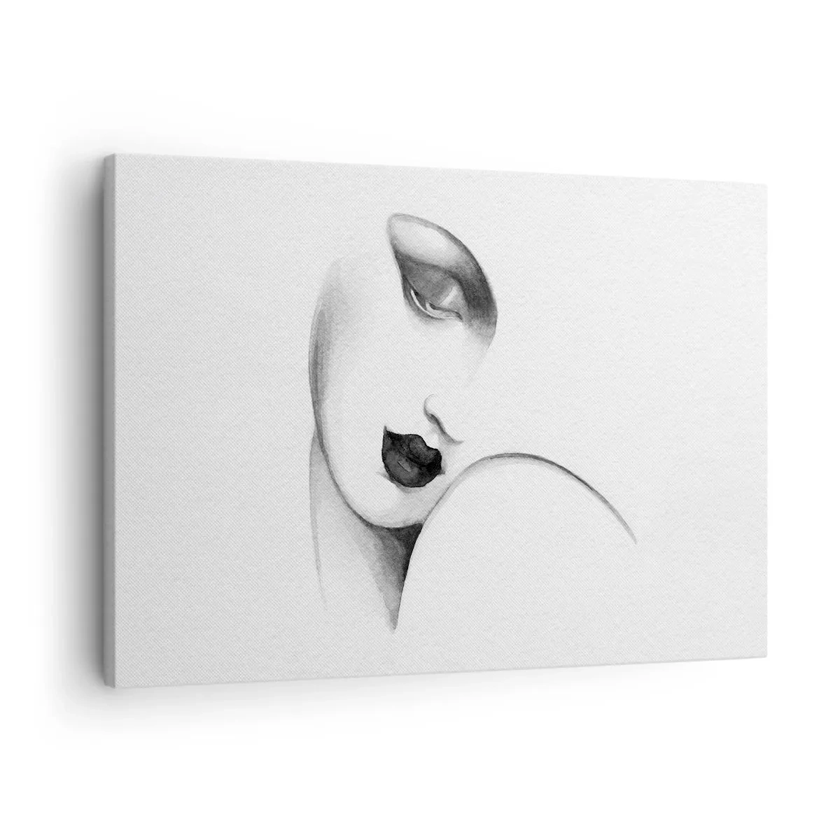 Vászonkép - Egy női portré visszafogottan monokróm stílusban - 70x50cm - Łempicka stílusában - Modern fali dekoráció nappalihoz és hálószobához ARTTOR
