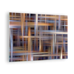 Üveg kép - Geometrikus vonalak és színek mintázata absztrakt stílusban - 70x50cm - Fényből szőtt - Modern fali dekoráció nappalihoz és hálószobához ARTTOR