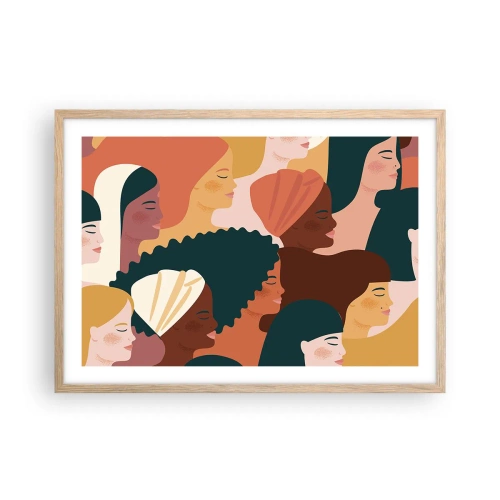 Poszter világos tölgy keretben - Csak a nőiesség - 70x50 cm