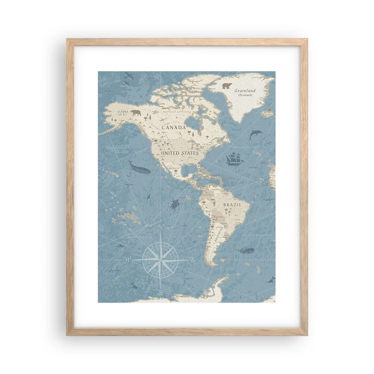 Poszter világos tölgy keretben - Egy világ karnyújtásnyira - 40x50 cm