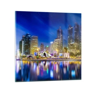 Üveg kép - Metropolis szivárvány éjszakája - 70x70 cm