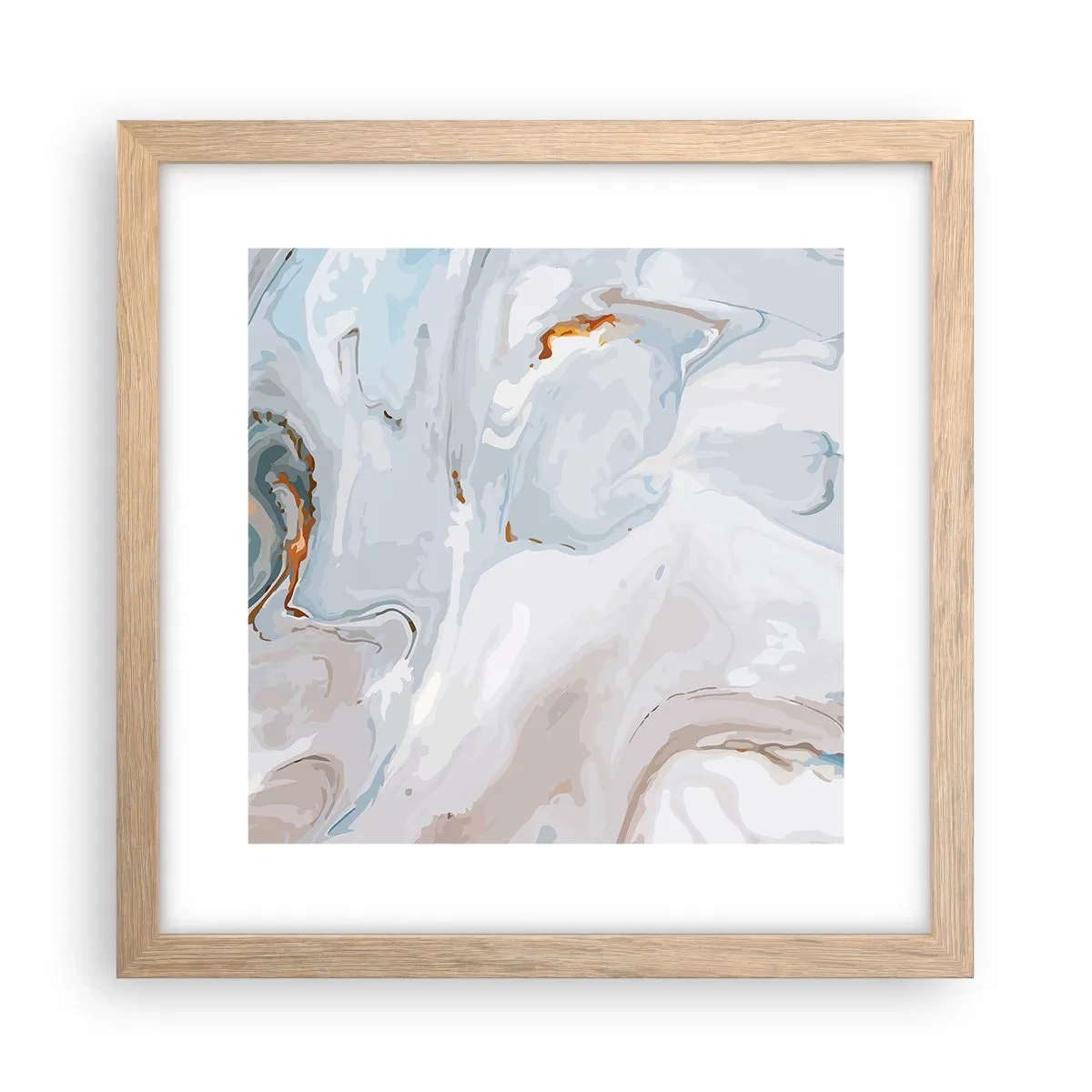 Poszter világos tölgy keretben - Felhabzott fehér - 30x30 cm