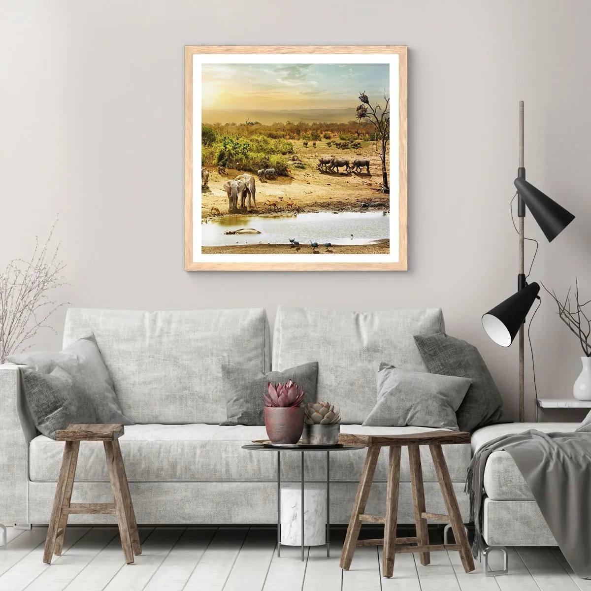 Poszter világos tölgy keretben - „Z Edenu zaś wypływała rzeka…" - 50x50 cm
