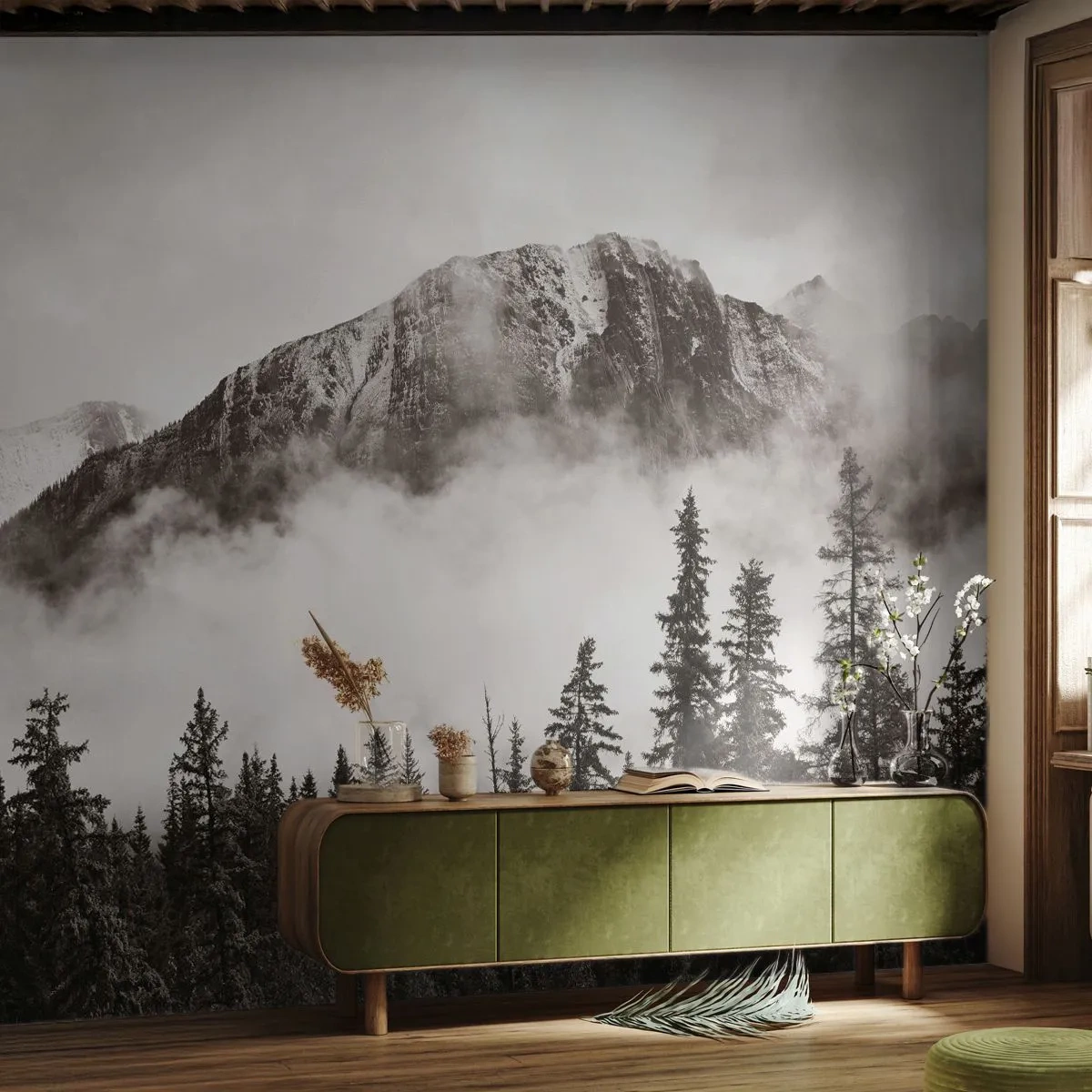 Fotótapéta Premium Sand - Gránit uralkodó - Tájkép, Hegyek, Erdő - 100x70 cm