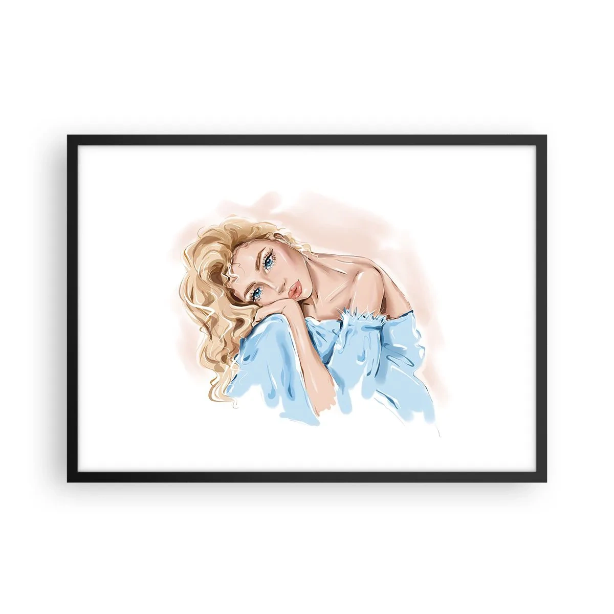 Poszter fehér keretben - Álmodozó a kékben - 70x50 cm