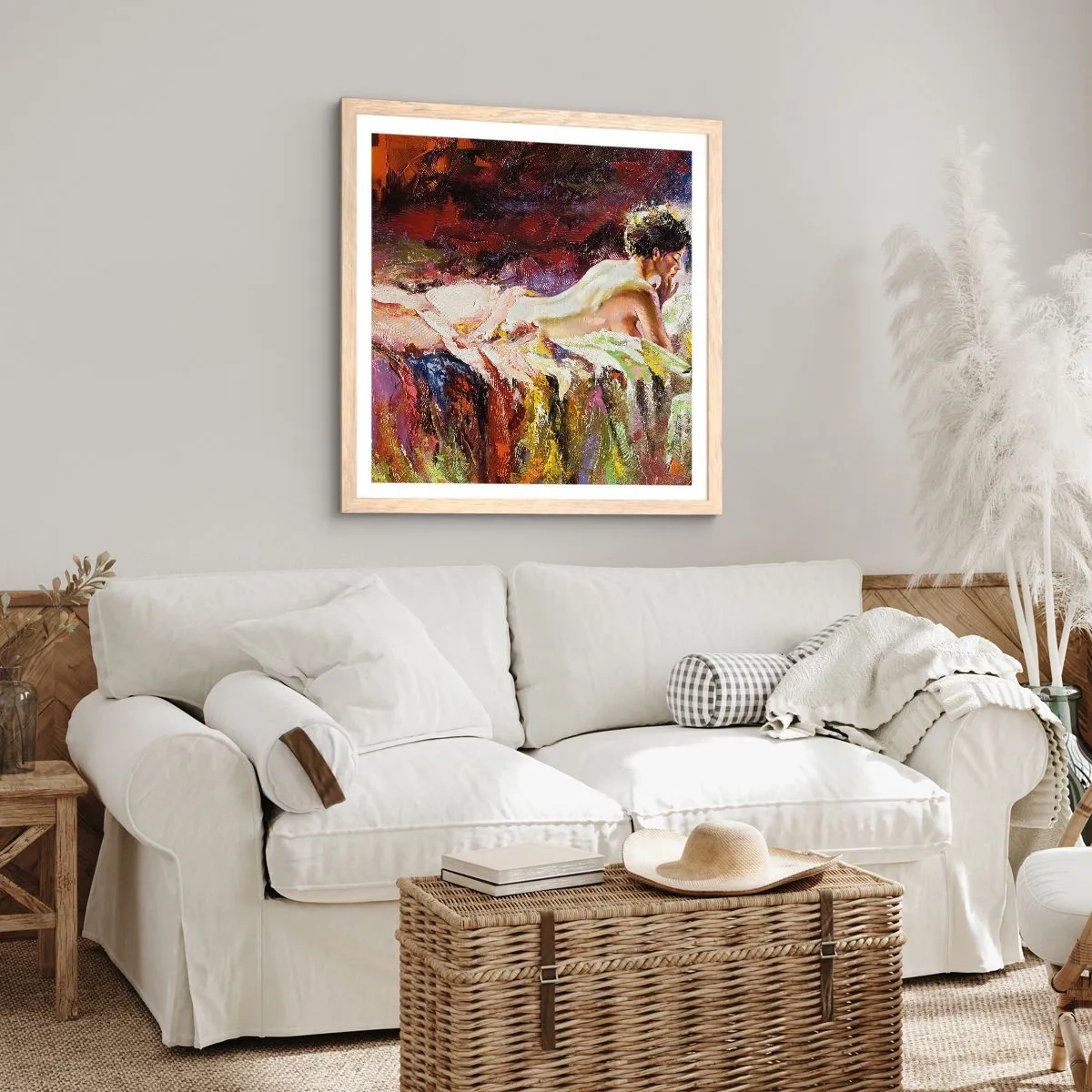 Poszter világos tölgy keretben - Töprengő Vénusz - 60x60 cm