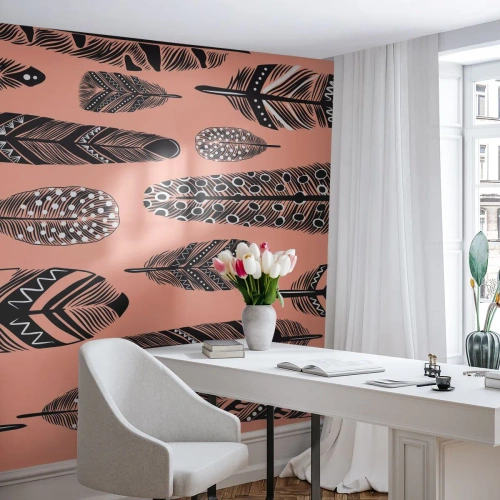 Fotótapéta Premium Sand - Indiai gyűjtemény - Absztrakció, Tollak, Boho - 100x70 cm