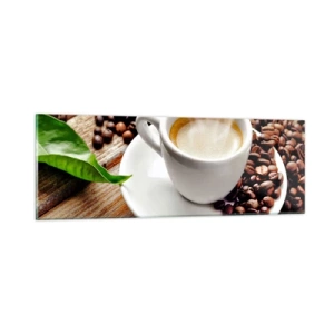 Üveg kép - Kávé az asztalon - 90x30 cm