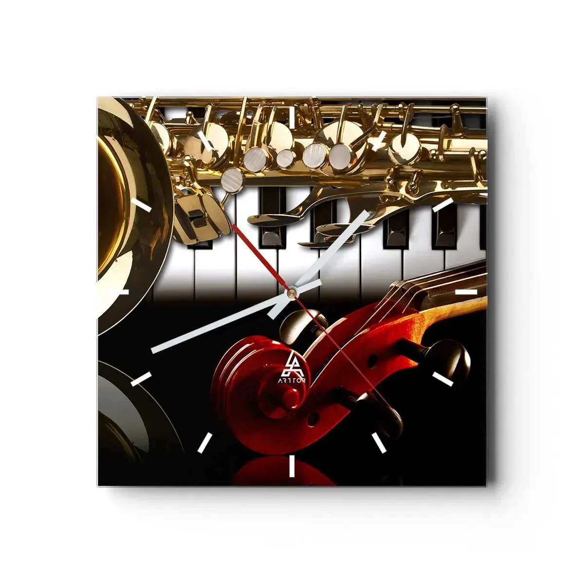 Falióra, Óra - Fémlemez, fa és elefántcsont - 30x30 cm