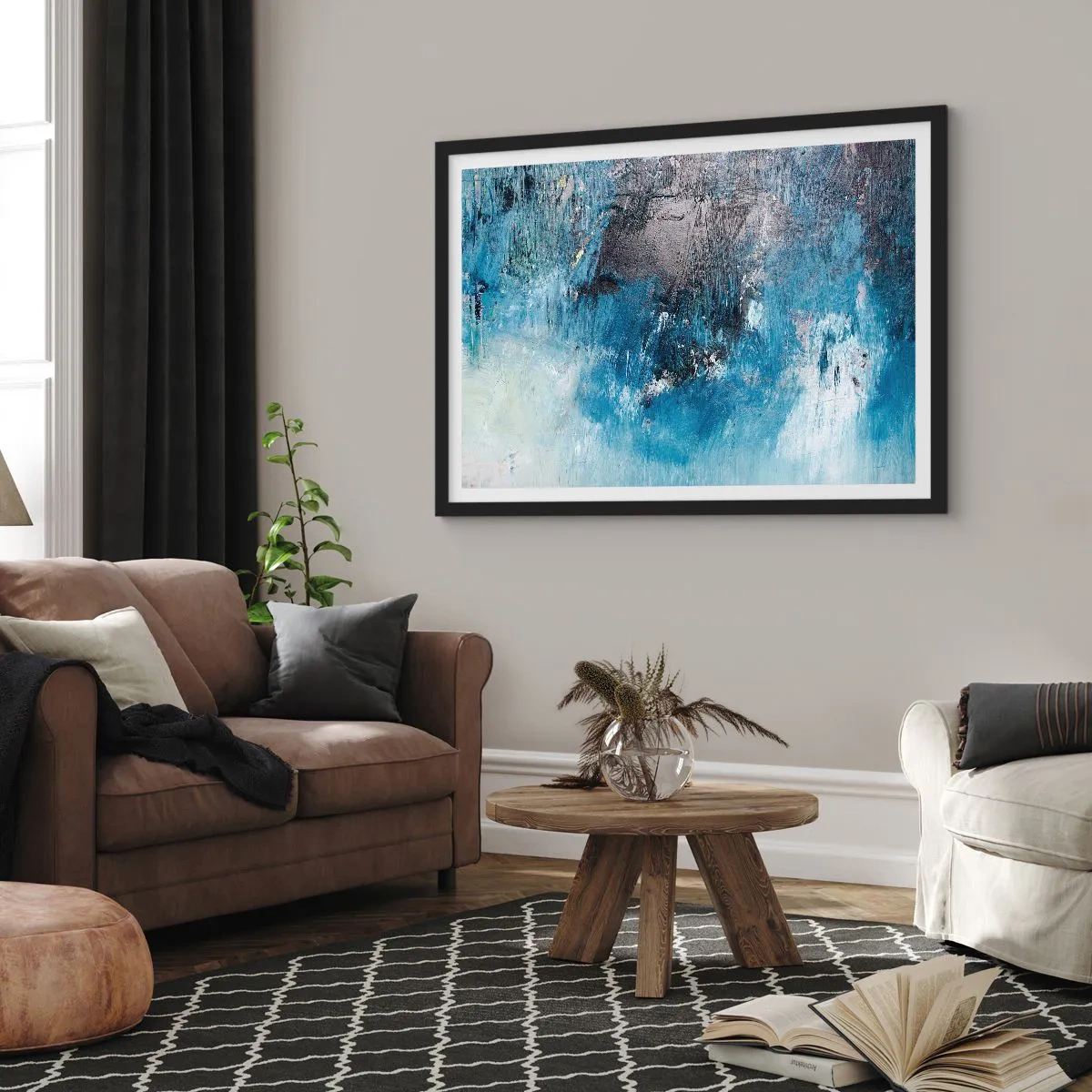 Poszter fehér keretben - Kék rapszódia - 91x61 cm